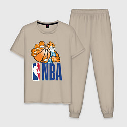 Пижама хлопковая мужская NBA Tiger, цвет: миндальный