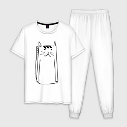 Мужская пижама Белый длинный кот