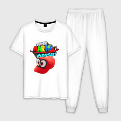 Пижама хлопковая мужская Super Mario Odyssey Nintendo Бейсболка, цвет: белый