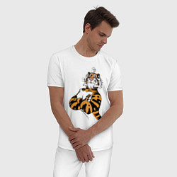 Пижама хлопковая мужская Cool Tiger Power Muzzle, цвет: белый — фото 2