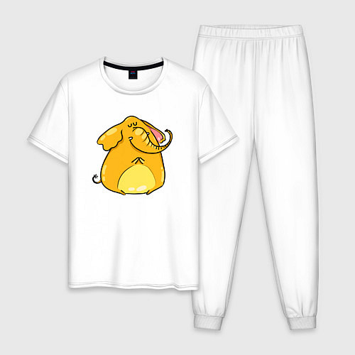 Мужская пижама Желтый слон / Белый – фото 1