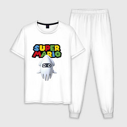 Пижама хлопковая мужская Blooper Super Mario Nintendo Video game, цвет: белый
