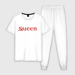 Пижама хлопковая мужская Queen Серп и Молот Надпись, цвет: белый