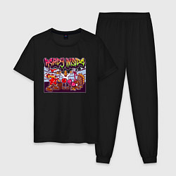 Пижама хлопковая мужская Бокс Санты и Индюка, цвет: черный
