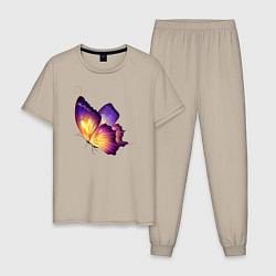 Пижама хлопковая мужская Красивая бабочка A very beautiful butterfly, цвет: миндальный