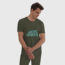 Пижама хлопковая мужская Надпись Arctic Monkeys, цвет: меланж-хаки — фото 2