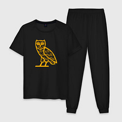 Пижама хлопковая мужская Drake сова, цвет: черный