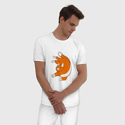 Пижама хлопковая мужская КОТА СДУЛО, цвет: белый — фото 2