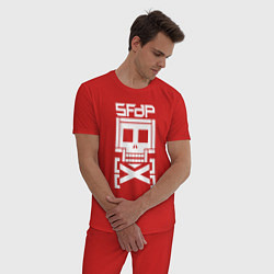 Пижама хлопковая мужская 5FDP AfterLife logo, цвет: красный — фото 2