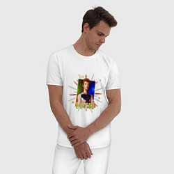 Пижама хлопковая мужская David Bowie ожерелье бусы и перья, цвет: белый — фото 2