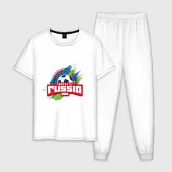 Пижама хлопковая мужская Football Russia 2018, цвет: белый
