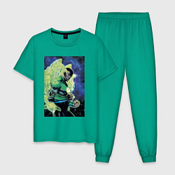 Пижама хлопковая мужская Зеленый Фонарь Джон Стюарт, цвет: зеленый