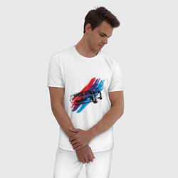 Пижама хлопковая мужская BMW - Style, цвет: белый — фото 2