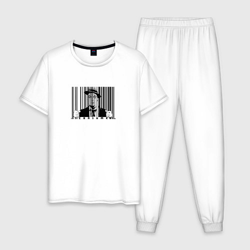 Мужская пижама Покупатель за штрих-кодом в клетке / Белый – фото 1