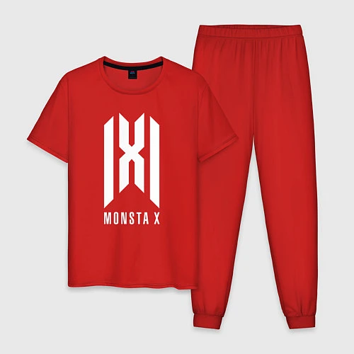 Мужская пижама Monsta x logo / Красный – фото 1