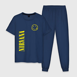 Пижама хлопковая мужская Nirvana нирвана смайл, цвет: тёмно-синий