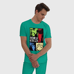 Пижама хлопковая мужская Space cowboys, цвет: зеленый — фото 2