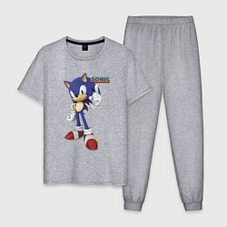 Пижама хлопковая мужская Sonic Hedgehog Video game, цвет: меланж
