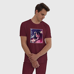 Пижама хлопковая мужская Улыбка Альбедо, цвет: меланж-бордовый — фото 2