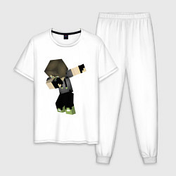 Пижама хлопковая мужская Minecraft Dab Hero, цвет: белый