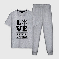 Пижама хлопковая мужская Leeds United Love Классика, цвет: меланж