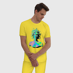 Пижама хлопковая мужская Gorgon Medusa Vaporwave Neon, цвет: желтый — фото 2