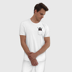 Пижама хлопковая мужская Многоглазик в кармане, цвет: белый — фото 2