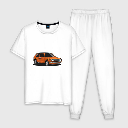 Мужская пижама Оранжевая классика / Белый – фото 1