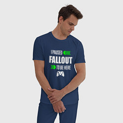 Пижама хлопковая мужская Fallout I Paused, цвет: тёмно-синий — фото 2