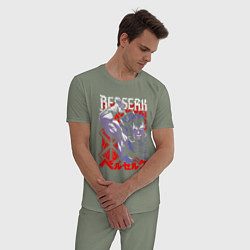 Пижама хлопковая мужская БЕРСЕРК BERSERK ГАТС, цвет: авокадо — фото 2
