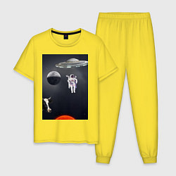 Пижама хлопковая мужская Космический бред, цвет: желтый