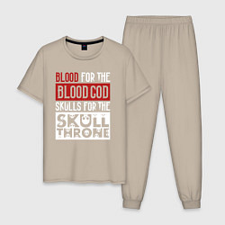 Пижама хлопковая мужская Девиз Последователей Кхорна для темного фона, цвет: миндальный