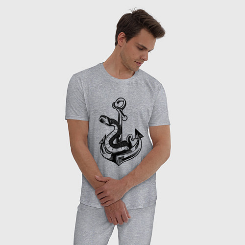 Мужская пижама Змея на якоре Anchor Snake / Меланж – фото 3