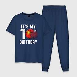 Пижама хлопковая мужская Это мой 10 день рождения баскетбол, цвет: тёмно-синий
