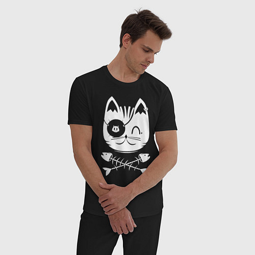 Мужская пижама Голова кота Skull Hype / Черный – фото 3