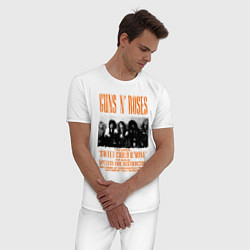 Пижама хлопковая мужская GUNS-N-ROSES АФИША, цвет: белый — фото 2