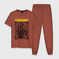 Пижама хлопковая мужская Scorpions - Rock Believer, цвет: кирпичный