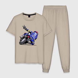 Пижама хлопковая мужская Yamaha racing team Racer, цвет: миндальный