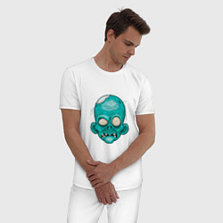 Пижама хлопковая мужская Fear Zombie, цвет: белый — фото 2