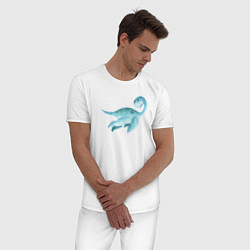 Пижама хлопковая мужская Плавающий динозаврик, цвет: белый — фото 2