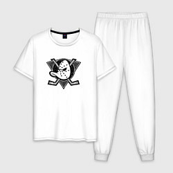 Пижама хлопковая мужская Anaheim Ducks Анахайм Дакс Серый, цвет: белый