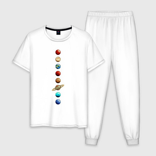 Мужская пижама Парад нарисованных планет / Белый – фото 1