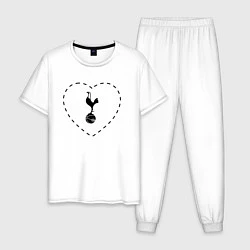 Пижама хлопковая мужская Лого Tottenham в сердечке, цвет: белый