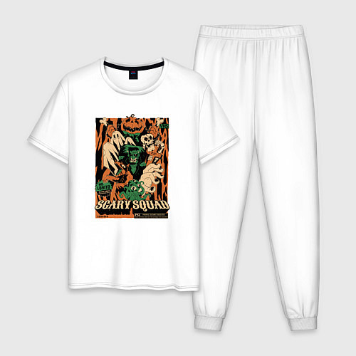Мужская пижама Страшный отряд монстров / Белый – фото 1