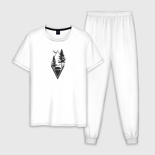 Мужская пижама Сова и медведь / Белый – фото 1