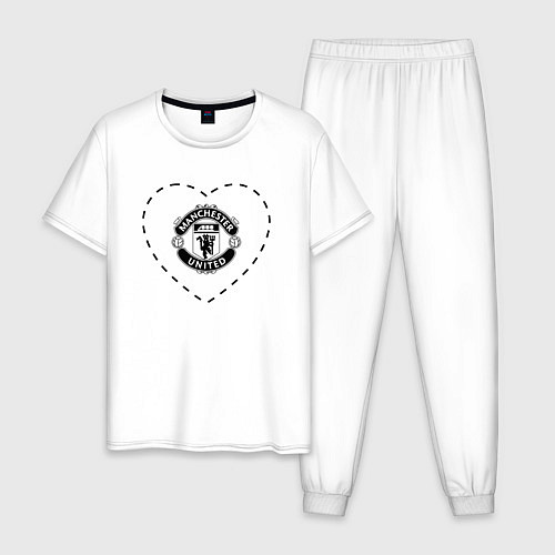 Мужская пижама Лого Manchester United в сердечке / Белый – фото 1