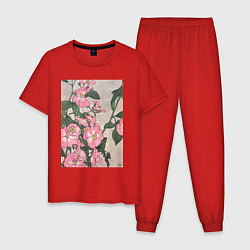 Пижама хлопковая мужская Prairie Rose Розы, цвет: красный
