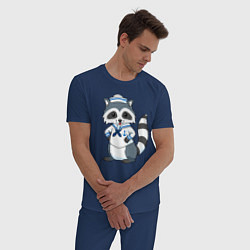 Пижама хлопковая мужская Енотик морячок, цвет: тёмно-синий — фото 2