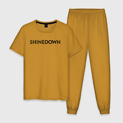 Пижама хлопковая мужская Shinedown лого, цвет: горчичный
