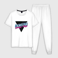 Пижама хлопковая мужская Hakwins Stranger Things Retrowave Neon, цвет: белый
